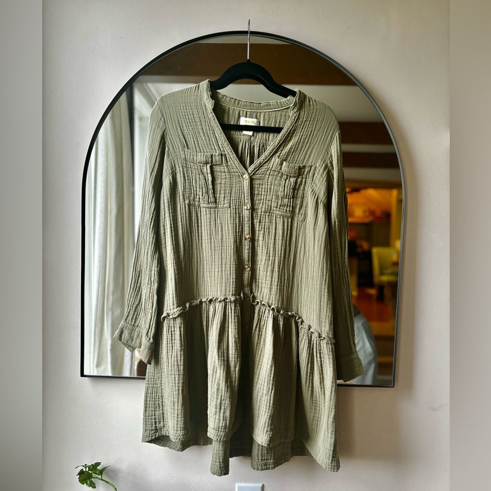 ANTHROPOLOGIE MAEVE | Katie textured utility tunic in moss | us size 6 - Picture 7 of 15